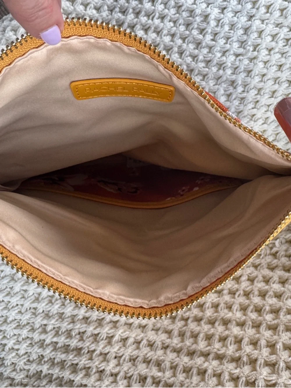 Rachel Pally Mustard Yellow Clutch with Floral Accent